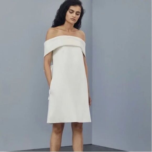 Amsale Mikado Off-The-Shoulder Shift Dress Elegant/ size 2 - Picture 4 of 11